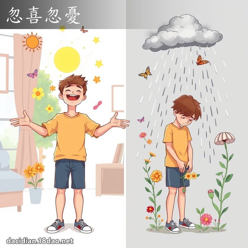 忽喜忽忧 - 国语大辞典配图