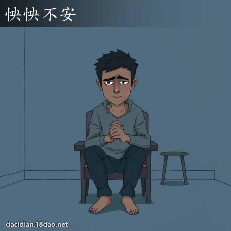 怏怏不安 - 国语大辞典配图