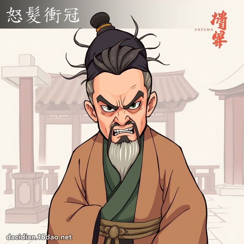 怒发冲冠 - 国语大辞典配图