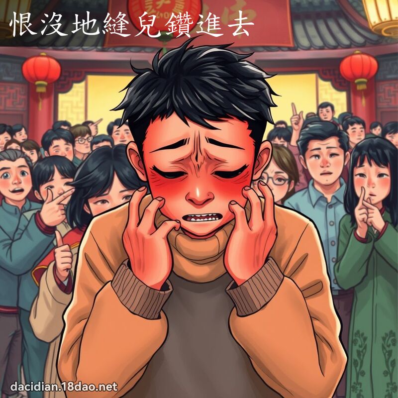 恨沒地縫兒鑽進去 - 國語大辭典配圖