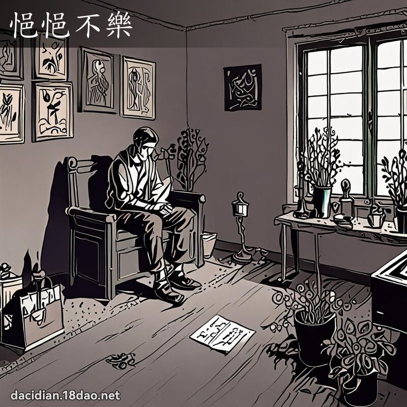 悒悒不樂 - 國語大辭典配圖