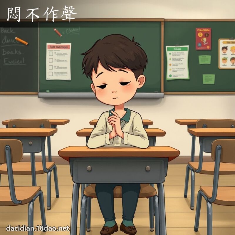 悶不作聲 - 國語大辭典配圖