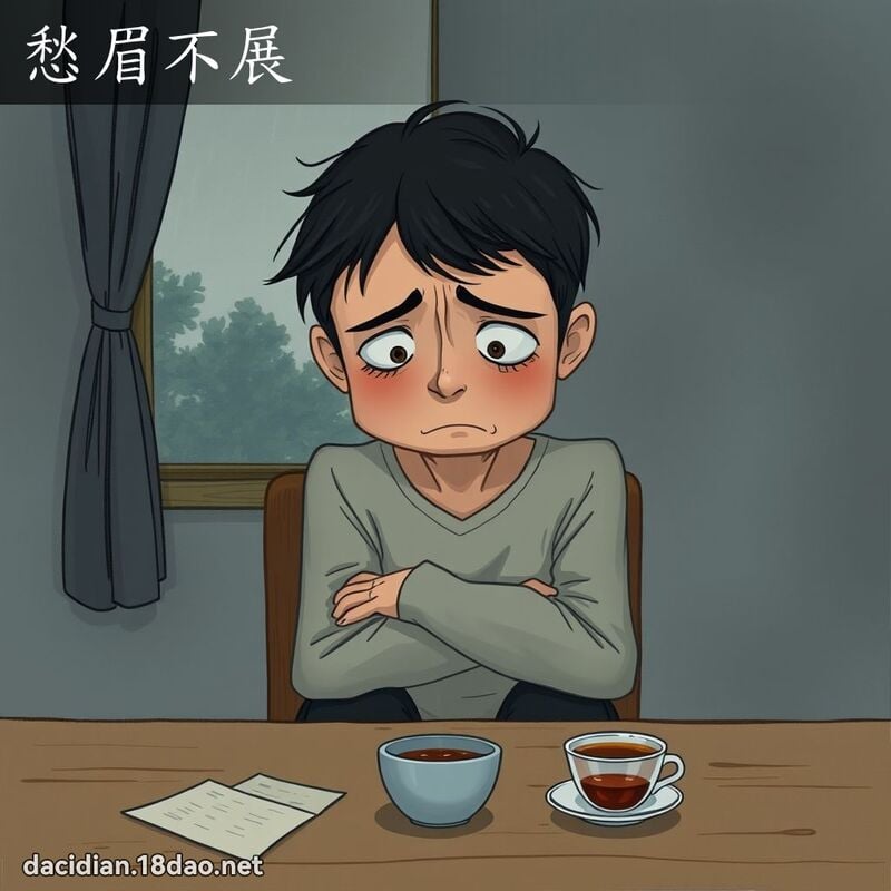 愁眉不展 - 国语大辞典配图