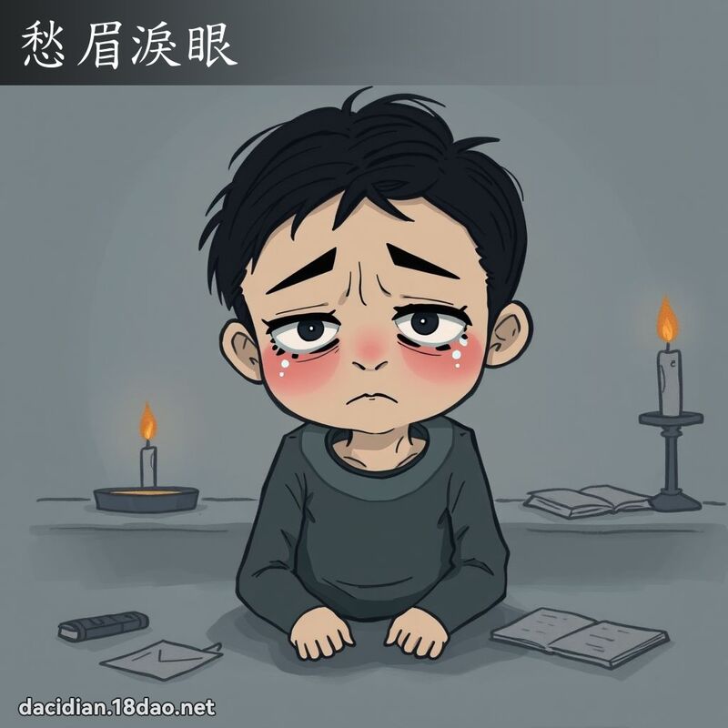 愁眉泪眼 - 国语大辞典配图