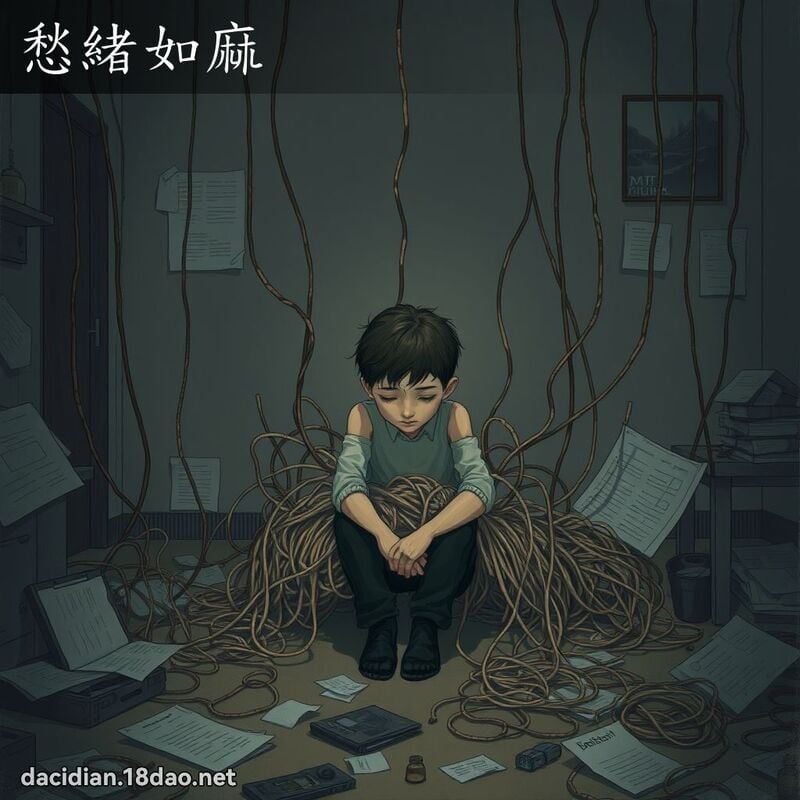 愁绪如麻 - 国语大辞典配图