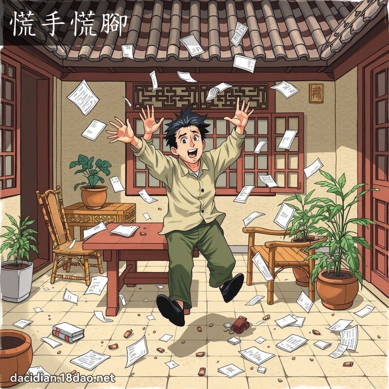 慌手慌脚 - 国语大辞典配图