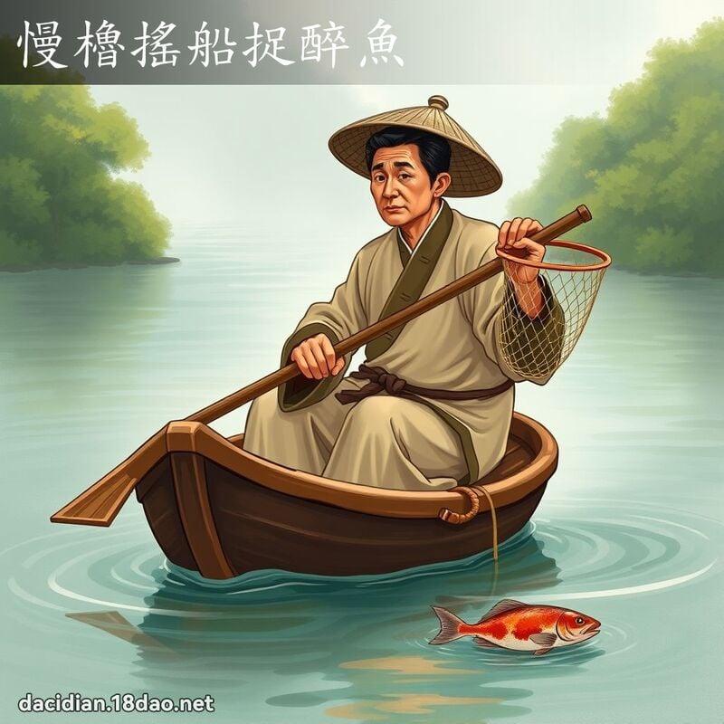 慢櫓搖船捉醉魚 - 國語大辭典配圖