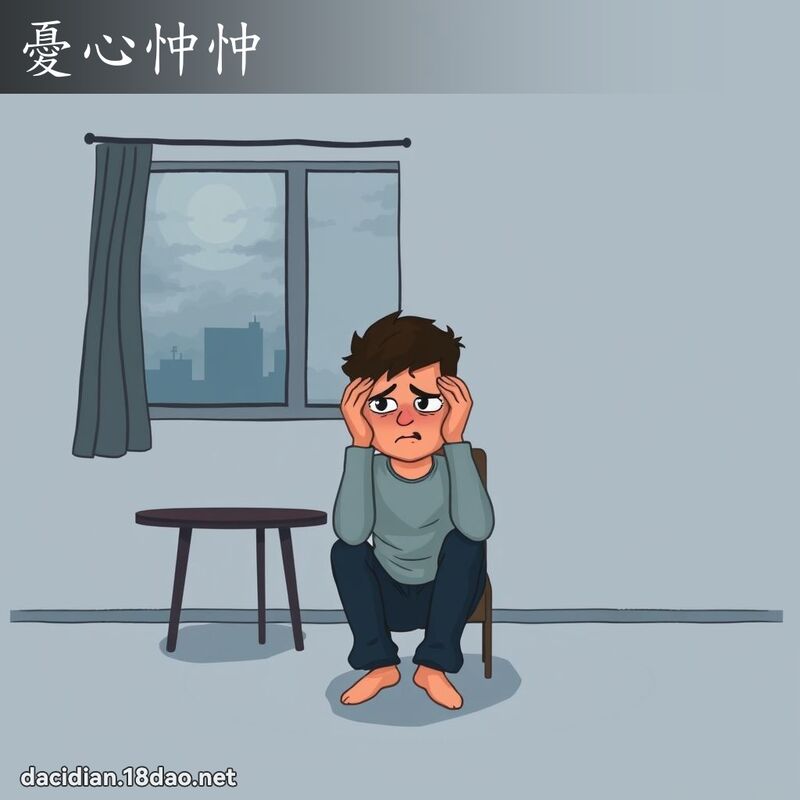 憂心忡忡 - 國語大辭典配圖