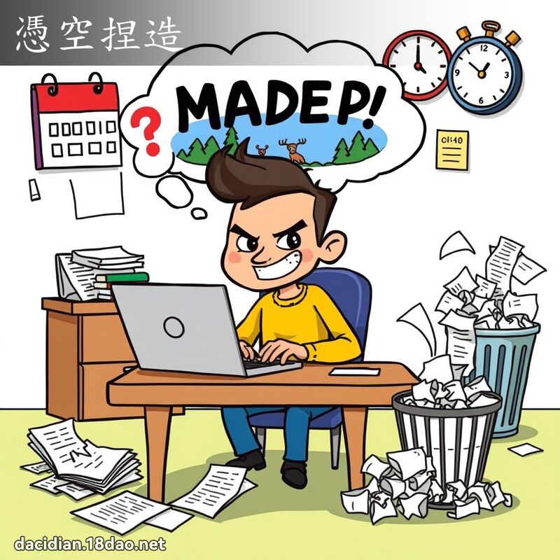 憑空捏造 - 國語大辭典配圖