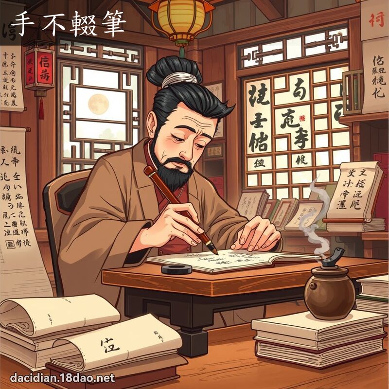 手不輟筆 - 國語大辭典配圖