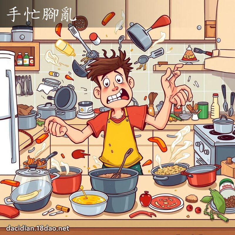 手忙脚乱 - 国语大辞典配图