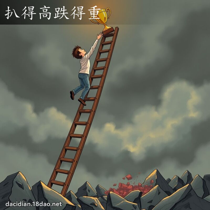 扒得高跌得重 - 国语大辞典配图