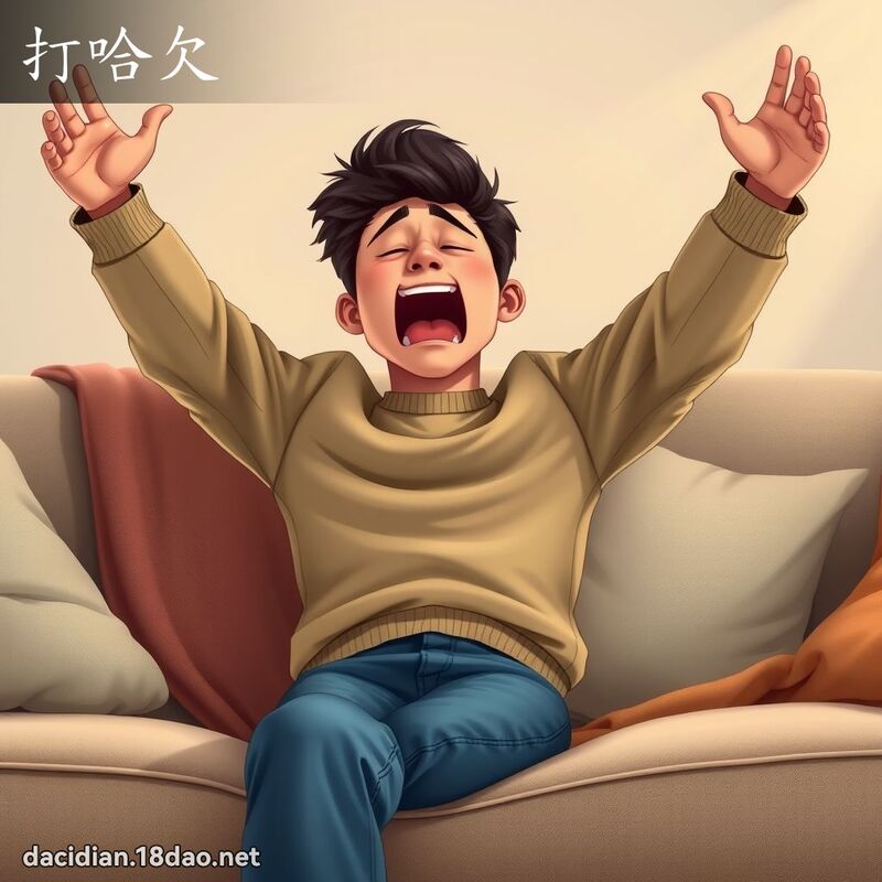 打哈欠 - 國語大辭典配圖