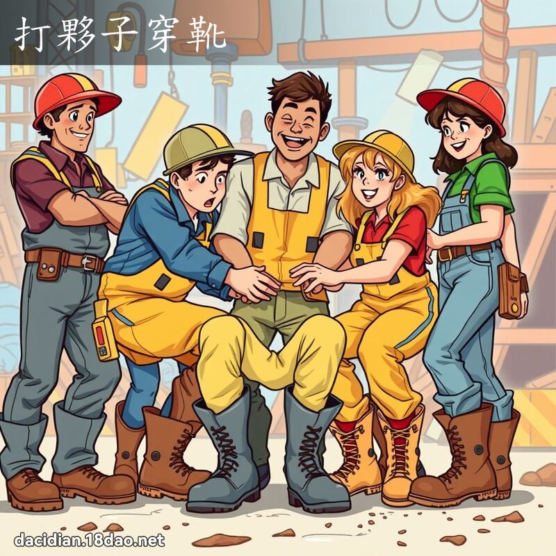 打伙子穿靴 - 国语大辞典配图