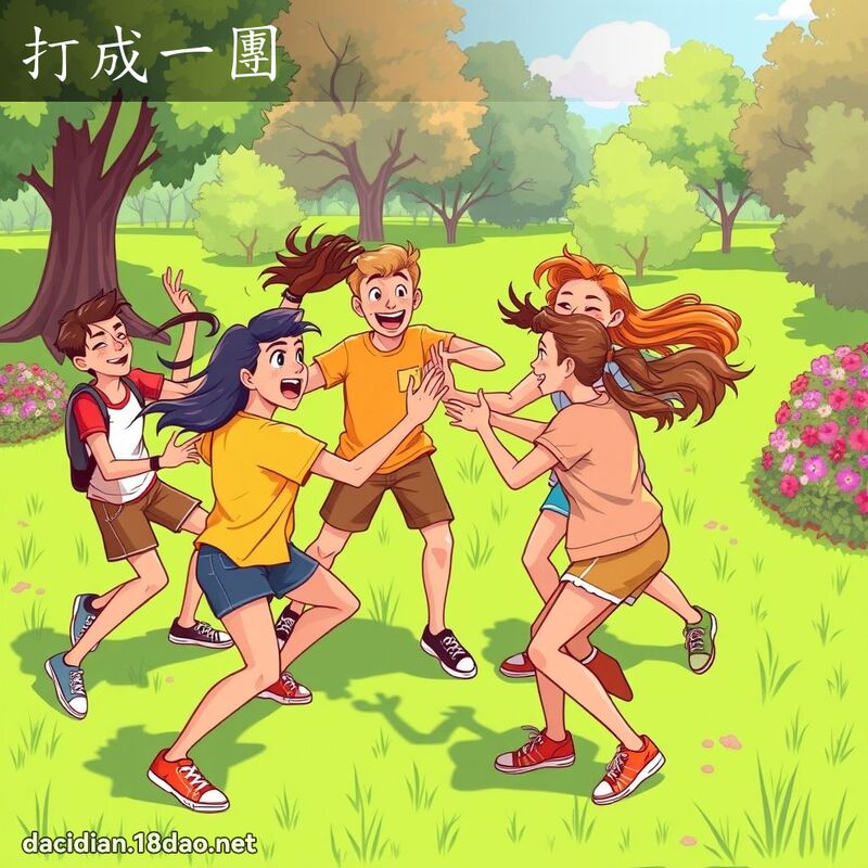 打成一团 - 国语大辞典配图
