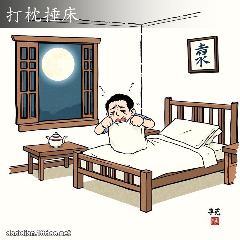 打枕捶床 - 國語大辭典配圖