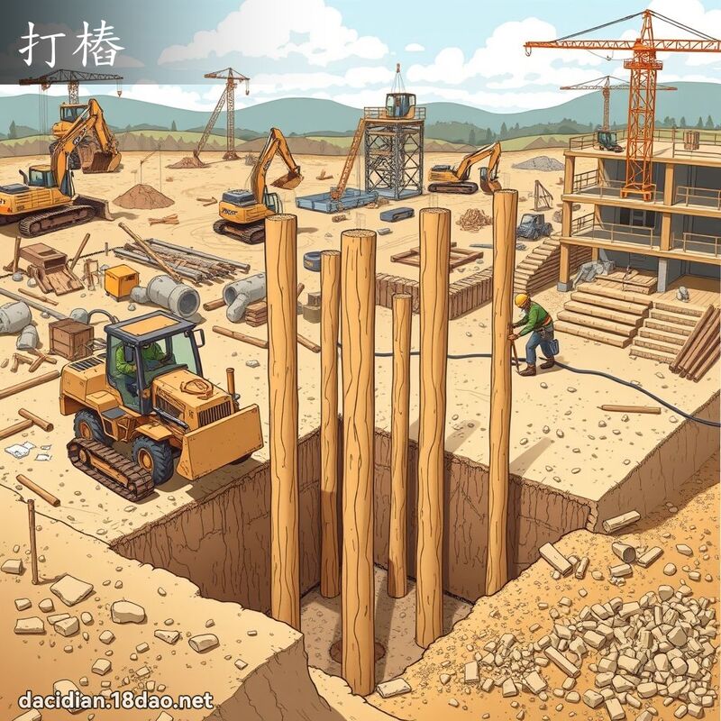打桩 - 国语大辞典配图