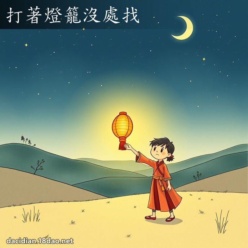 打著灯笼没处找 - 国语大辞典配图