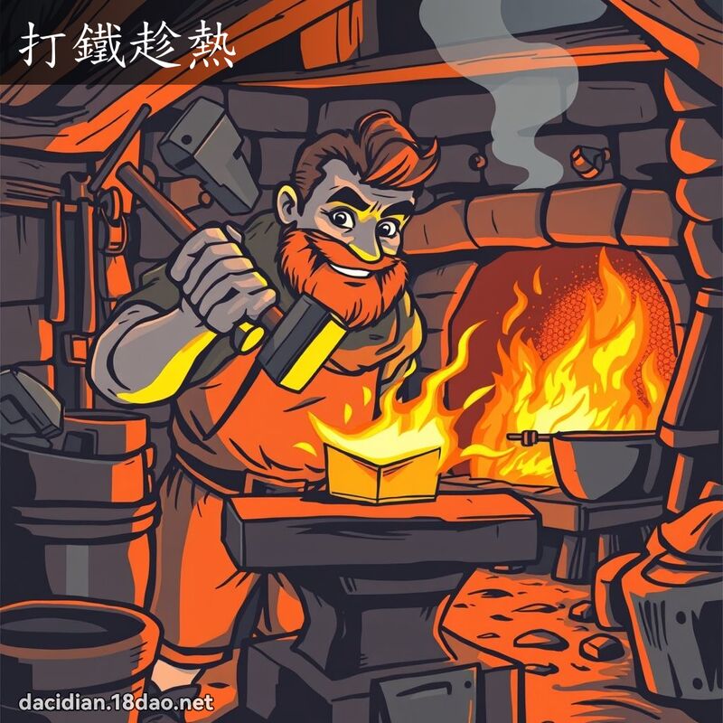 打铁趁热 - 国语大辞典配图