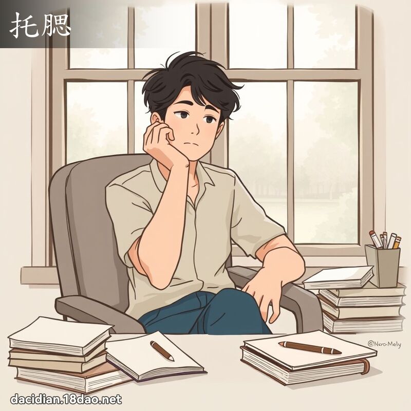 托腮 - 國語大辭典配圖