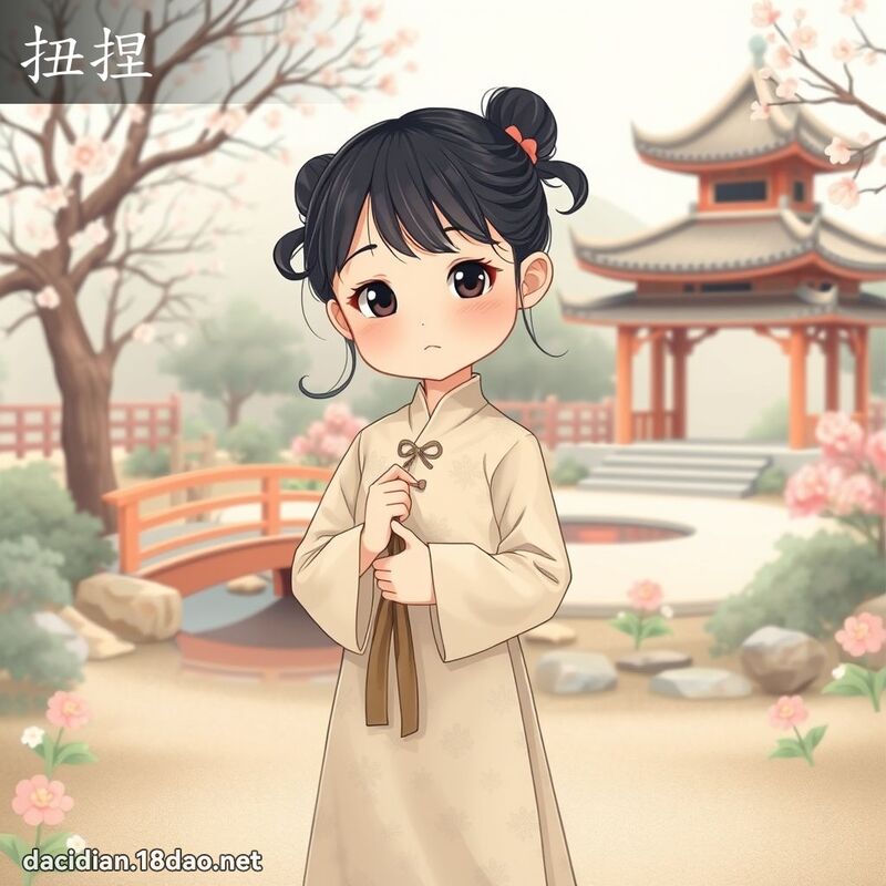 扭捏 - 國語大辭典配圖