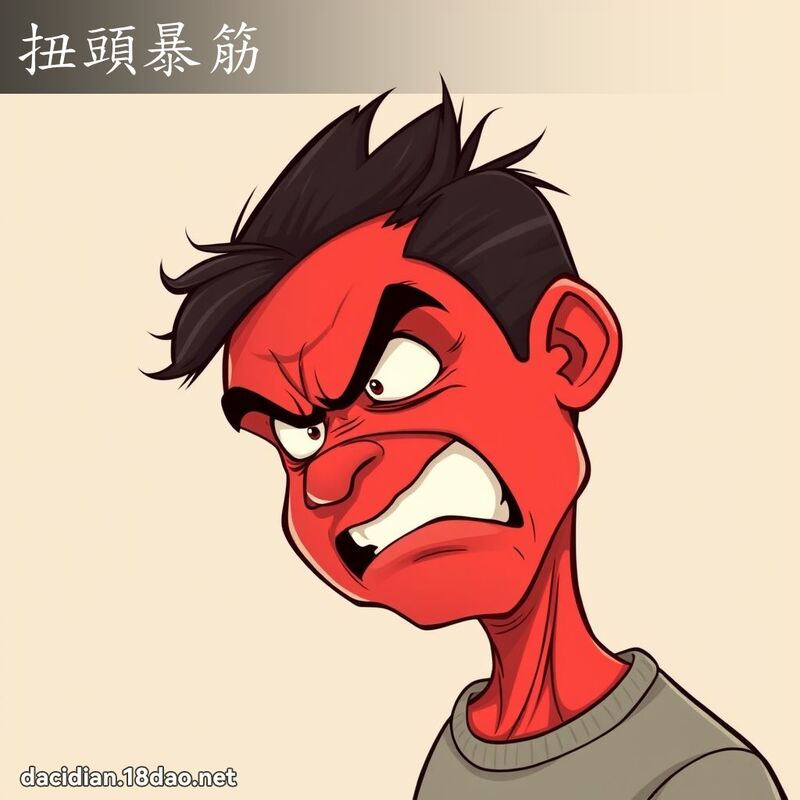 扭頭暴筋 - 國語大辭典配圖