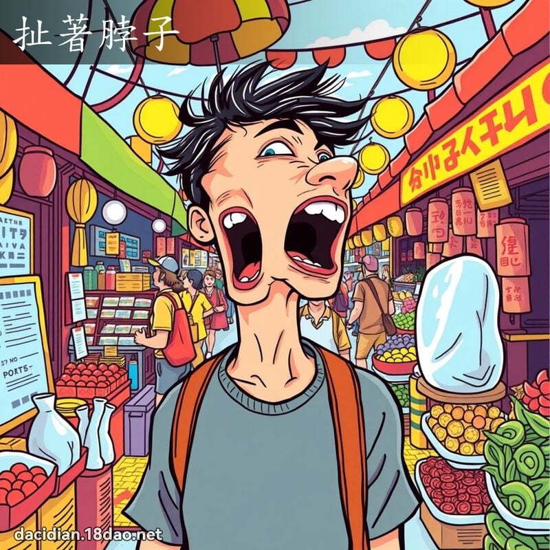 扯著脖子 - 国语大辞典配图