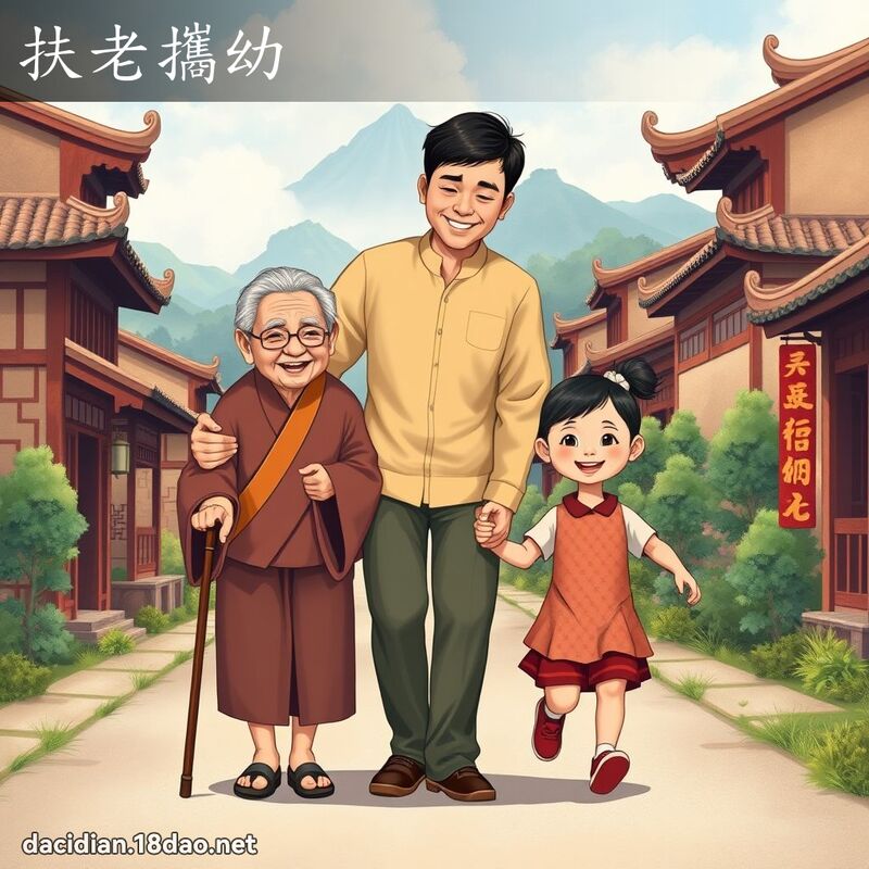 扶老携幼 - 国语大辞典配图