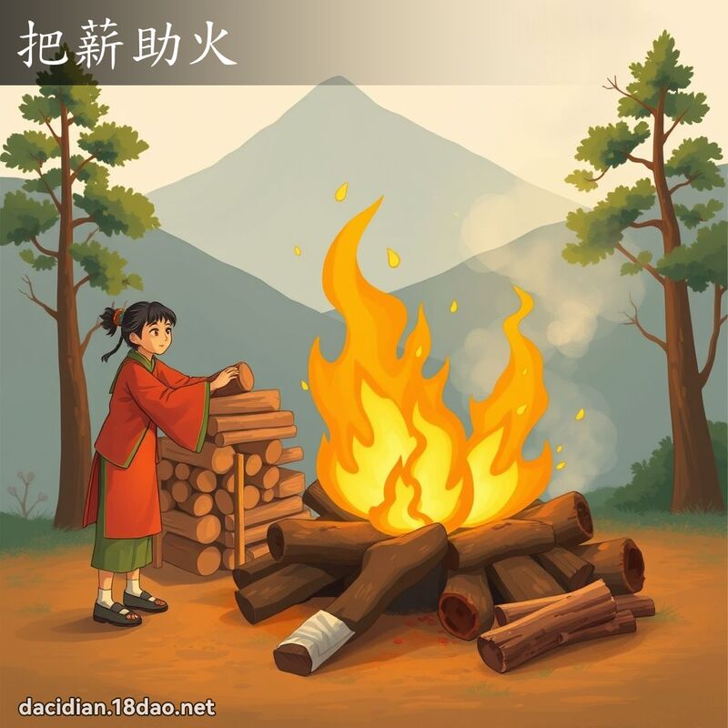 把薪助火 - 國語大辭典配圖