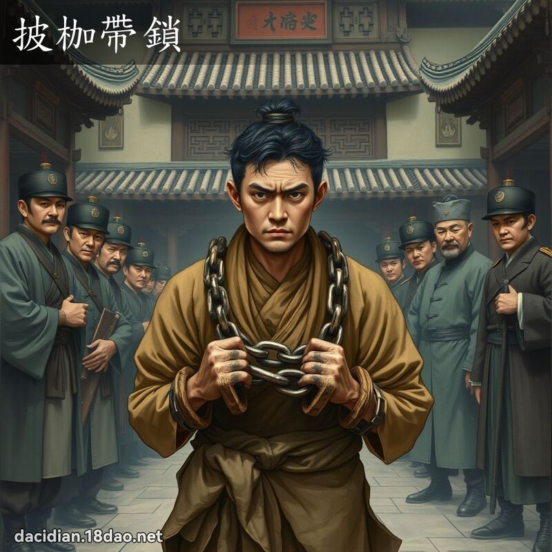 披枷帶鎖 - 國語大辭典配圖