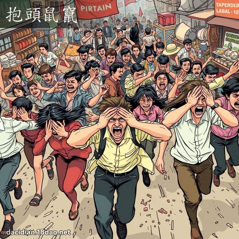 抱頭鼠竄 - 國語大辭典配圖