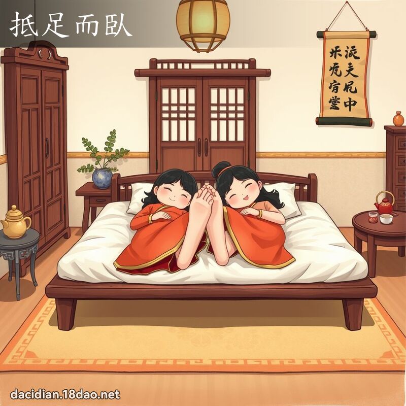 抵足而臥 - 国语大辞典配图