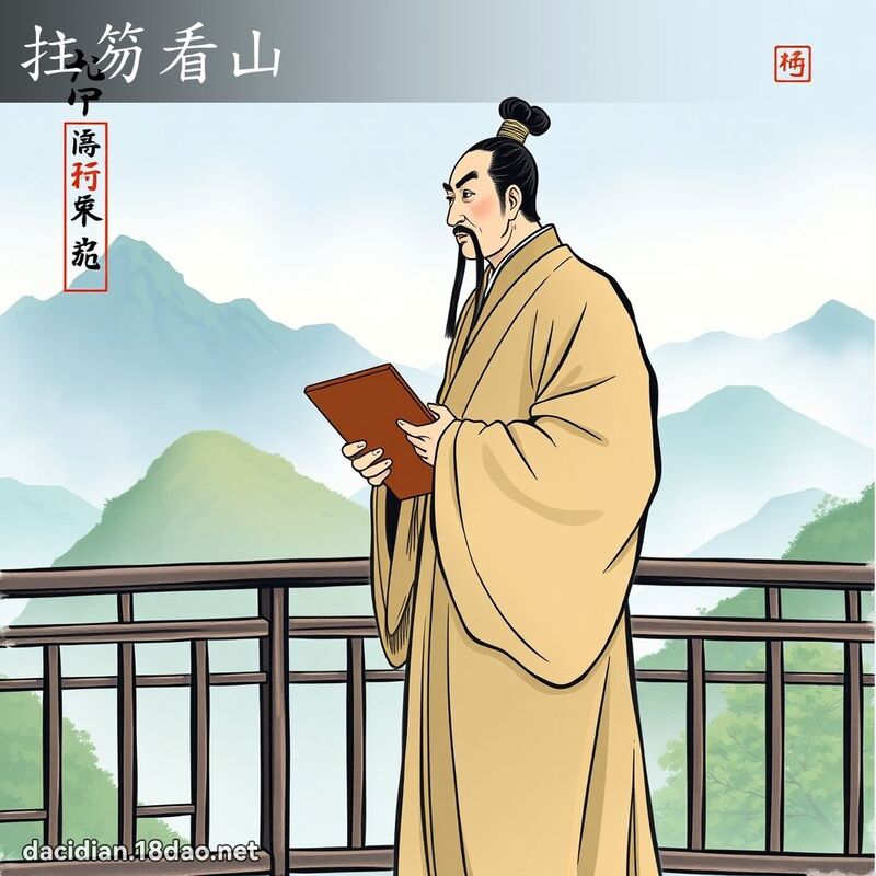 拄笏看山 - 国语大辞典配图