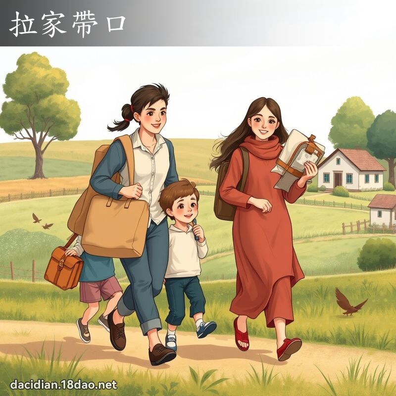 拉家帶口 - 國語大辭典配圖