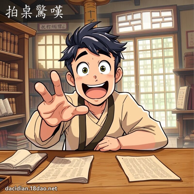 拍桌驚嘆 - 國語大辭典配圖