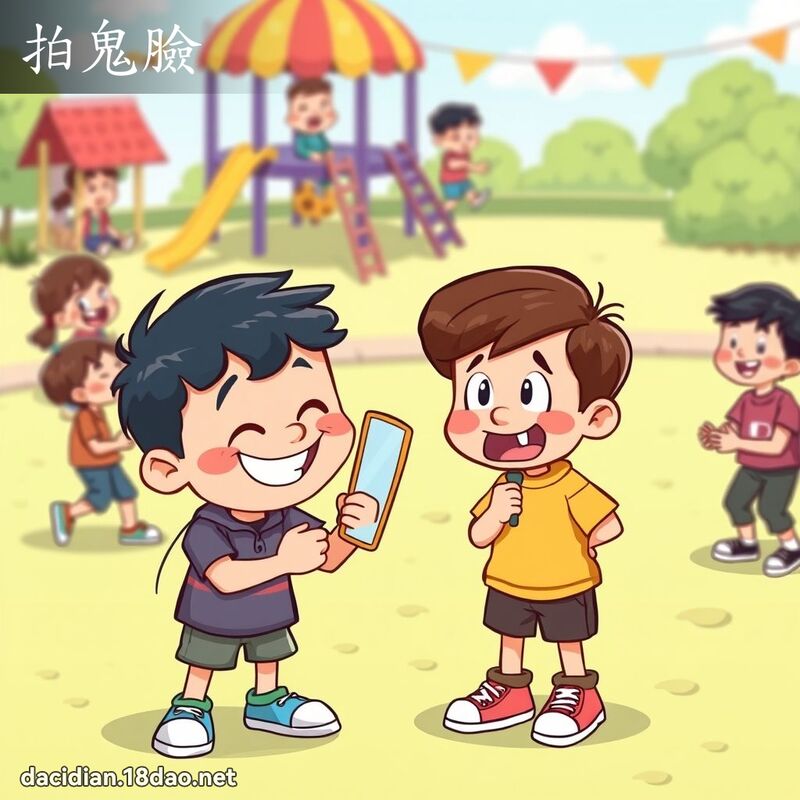 拍鬼脸 - 国语大辞典配图