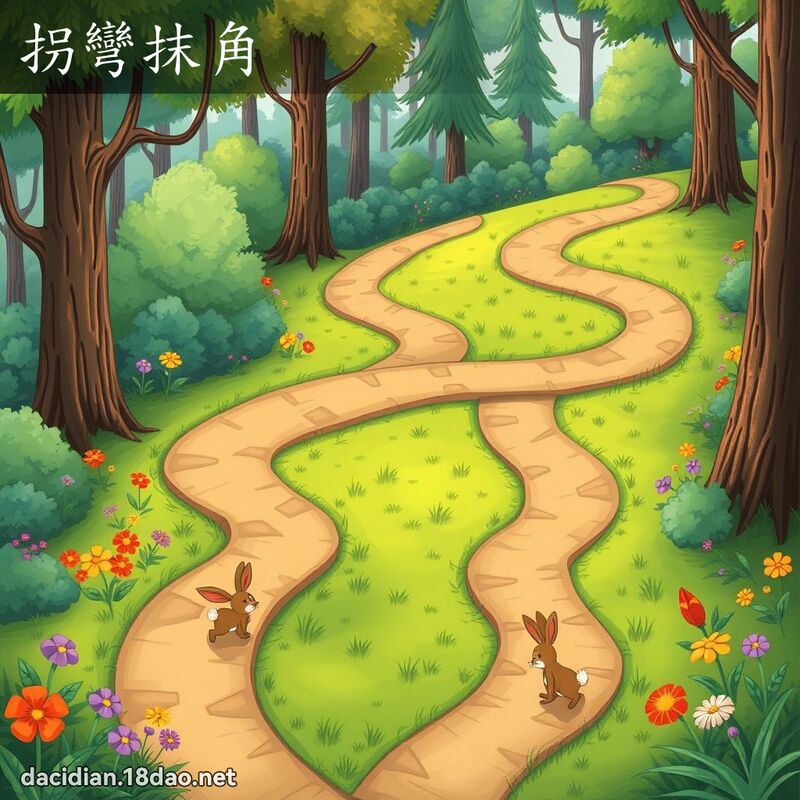 拐彎抹角 - 國語大辭典配圖