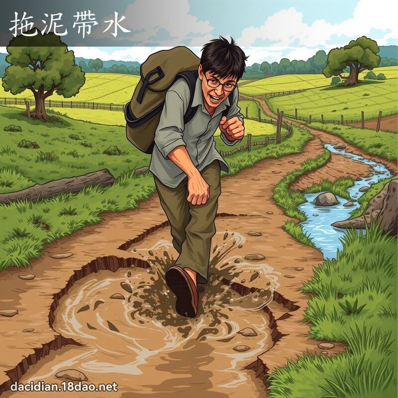 拖泥帶水 - 國語大辭典配圖