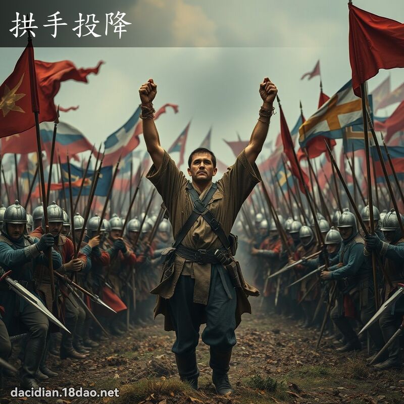 拱手投降 - 国语大辞典配图
