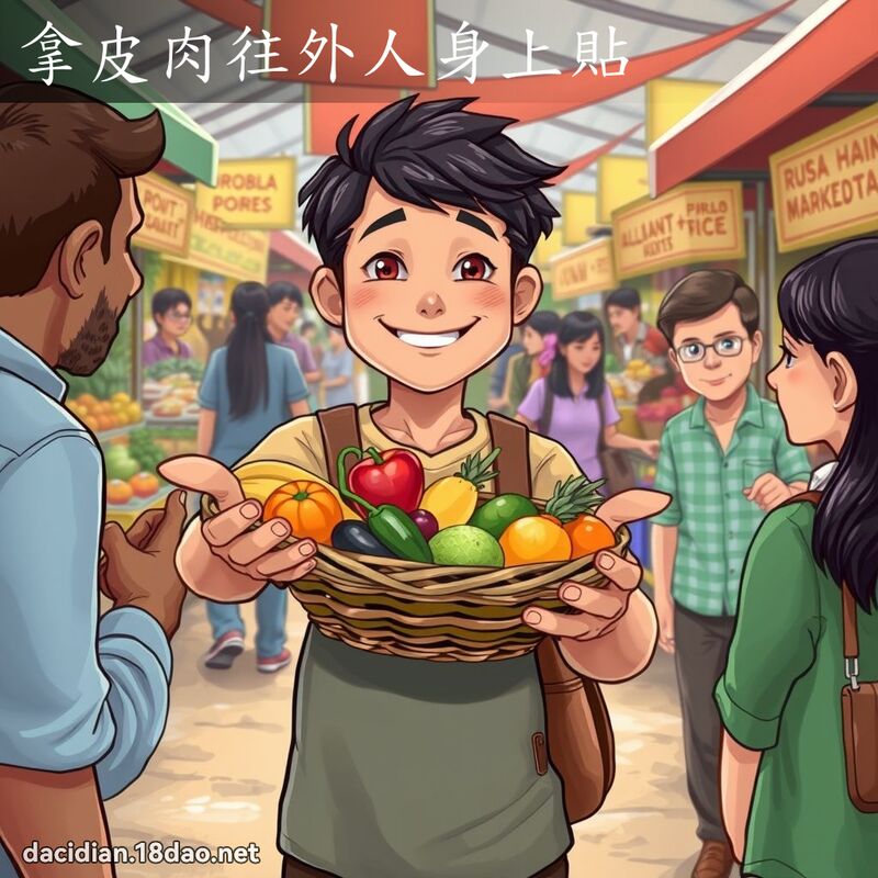 拿皮肉往外人身上貼 - 國語大辭典配圖