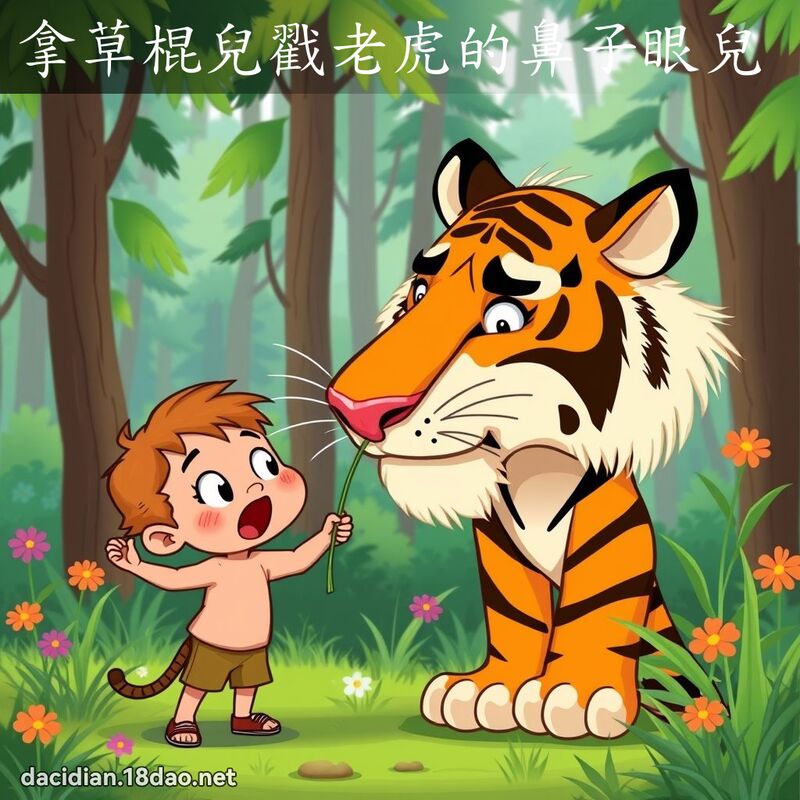 拿草棍兒戳老虎的鼻子眼兒 - 國語大辭典配圖