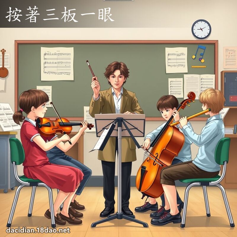 按著三板一眼 - 国语大辞典配图