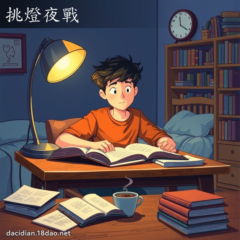 挑灯夜战 - 国语大辞典配图