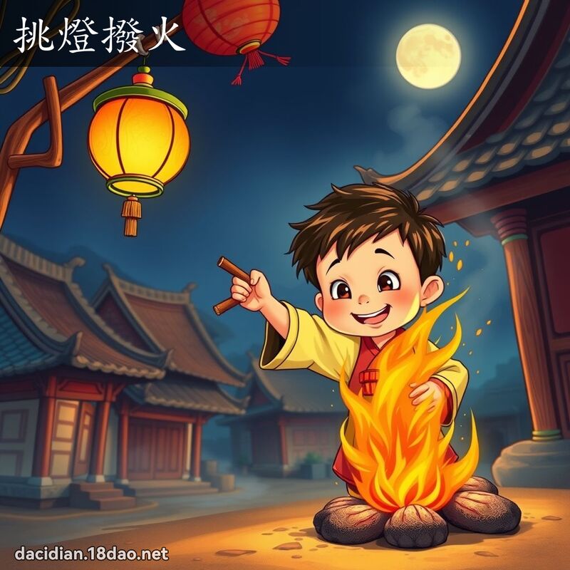 挑燈撥火 - 國語大辭典配圖