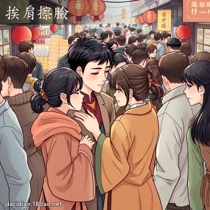 挨肩擦臉 - 國語大辭典配圖