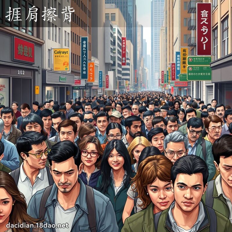 捱肩擦背 - 国语大辞典配图