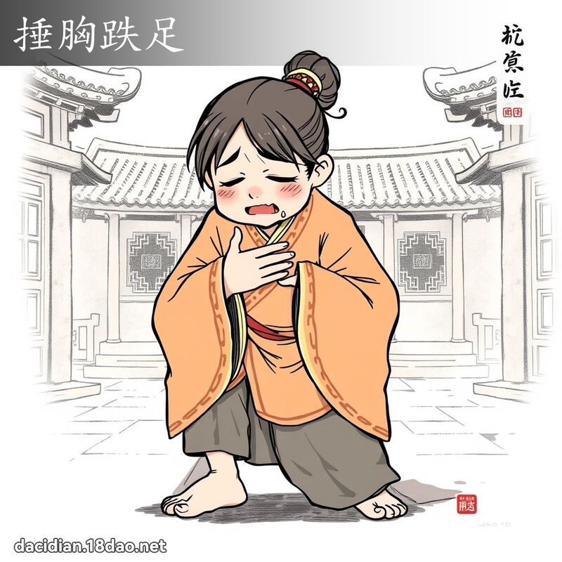 捶胸跌足 - 國語大辭典配圖