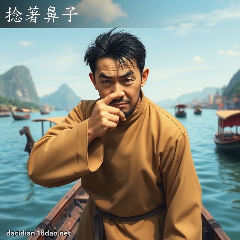 捻著鼻子 - 國語大辭典配圖