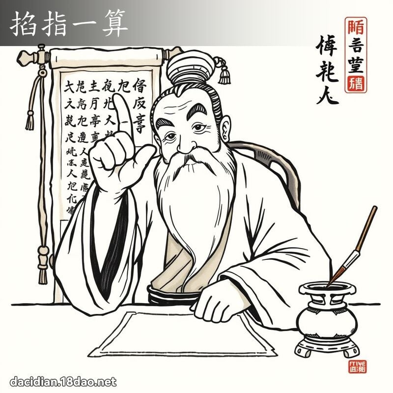掐指一算 - 国语大辞典配图
