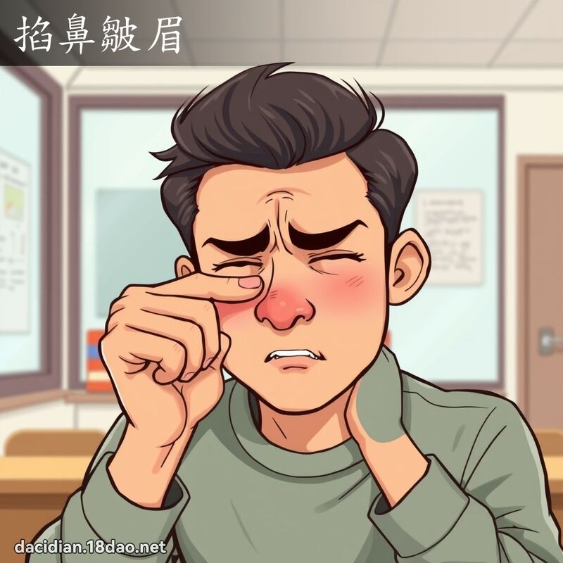 掐鼻皺眉 - 國語大辭典配圖